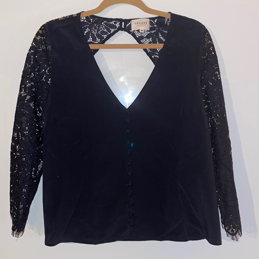 Sezane April Navy blouse
